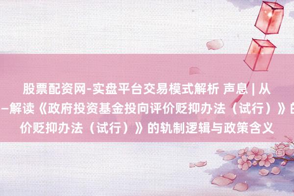 股票配资网-实盘平台交易模式解析 声息 | 从领域竞赛到投向绩效——解读《政府投资基金投向评价贬抑办法（试行）》的轨制逻辑与政策含义